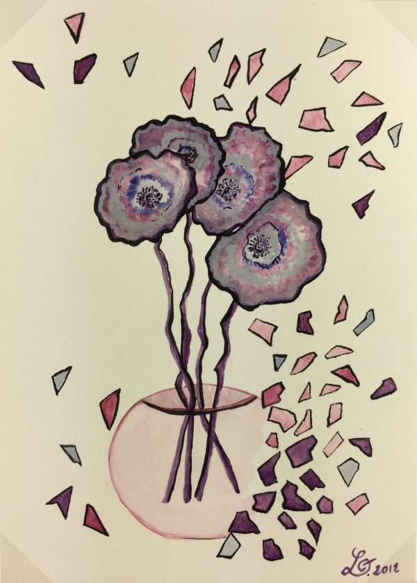 Flowers & Plants Original Art - Fleurs Violette, Laure Piget, 2012