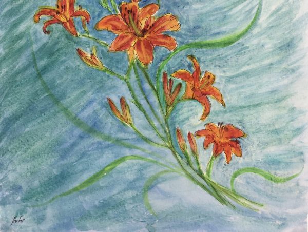 Flowers & Plants Original Art - Dragonfly, Fischer, c.1960