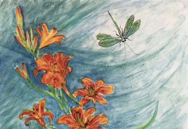 Flowers & Plants Original Art - Dragonfly, Fischer, c.1960