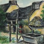 France Original Art - Old Farm, Signed LL, c.1950