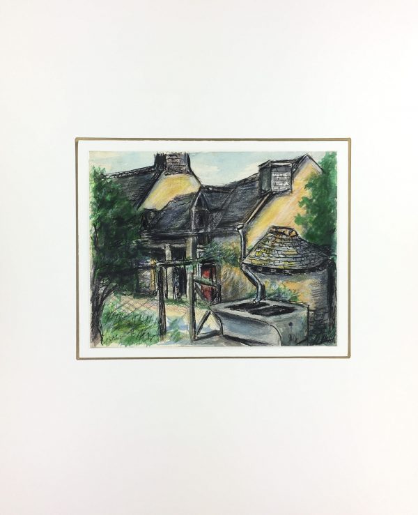 France Original Art - Old Farm, Signed LL, c.1950