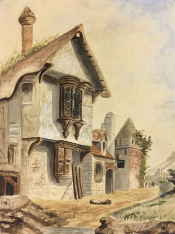 France Original Art - The Tavern, Medieval Perspective, c.1880