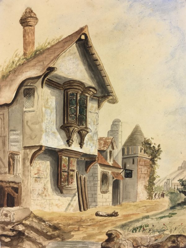 France Original Art - The Tavern, Medieval Perspective, c.1880