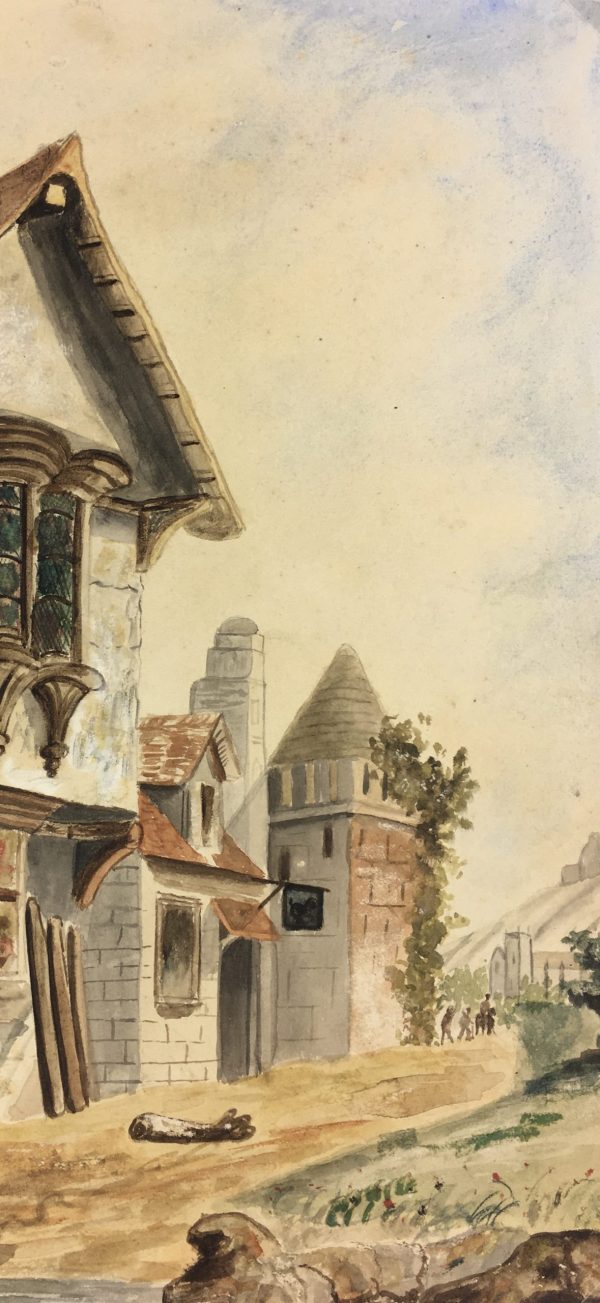 France Original Art - The Tavern, Medieval Perspective, c.1880