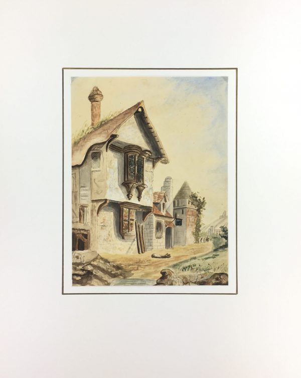 France Original Art - The Tavern, Medieval Perspective, c.1880