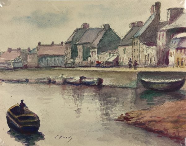 France Original Art - Inner Harbor, L. Viardy, c.1930