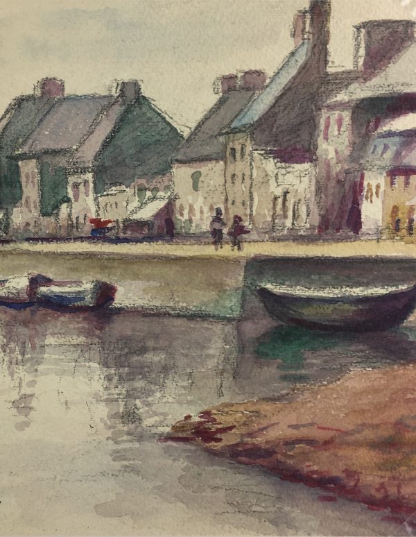 France Original Art - Inner Harbor, L. Viardy, c.1930