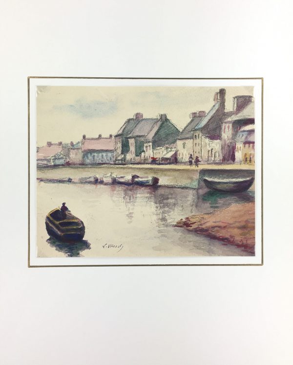 France Original Art - Inner Harbor, L. Viardy, c.1930