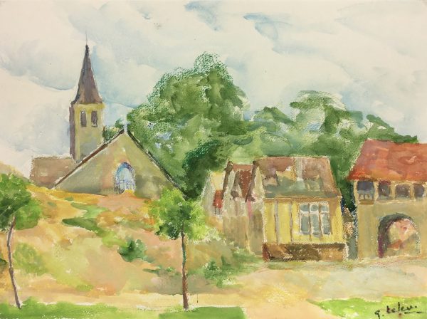 France Original Art - French Town, Signed, 1977