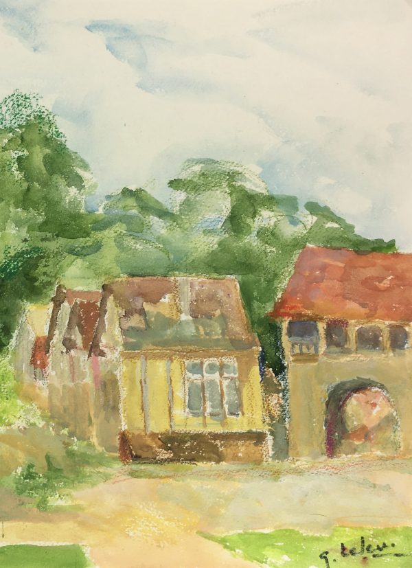 France Original Art - French Town, Signed, 1977