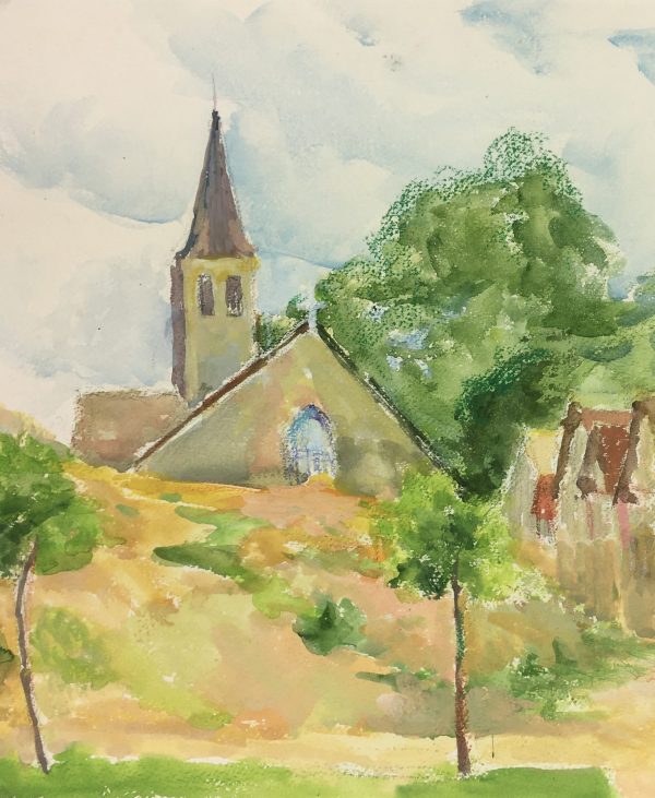 France Original Art - French Town, Signed, 1977