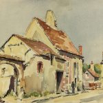 France Original Art - French Town, C. Groux, c.1940