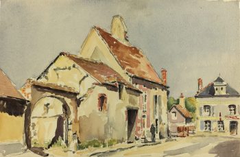 France Original Art - French Town, C. Groux, c.1940