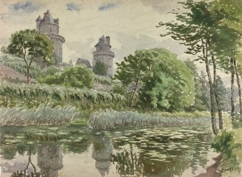 France Original Art - Château, L. Bourlier, c.1920