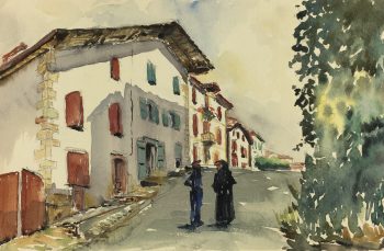 France Original Art - French Landscape, C. Groux, c.1940