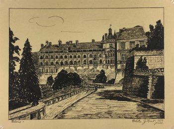 France Original Art - Loire Valley, Arlette Gilbert, 1954
