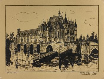 France Original Art - Loire Valley, Arlette Gilbert, 1954