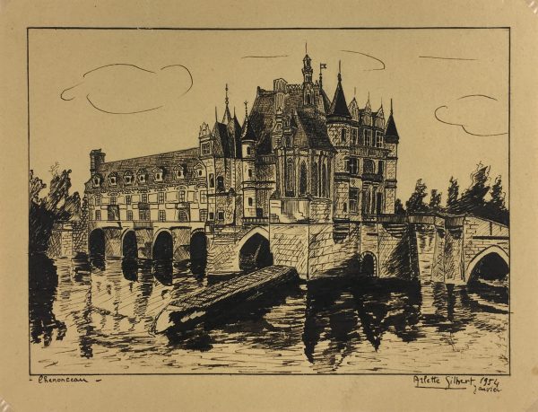 France Original Art - Loire Valley, Arlette Gilbert, 1954