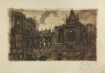 France Original Art - Reims Cathedral, Pauly, c.1930