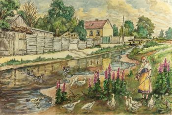 France Original Art - Watercolor - Douce France, c.1960