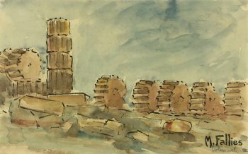 Italy Original Art - Selinunte, Sicily, Maurice Falliés, c.1950