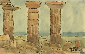 Italy Original Art - Selinunte, Sicily, Maurice Falliés, c.1950