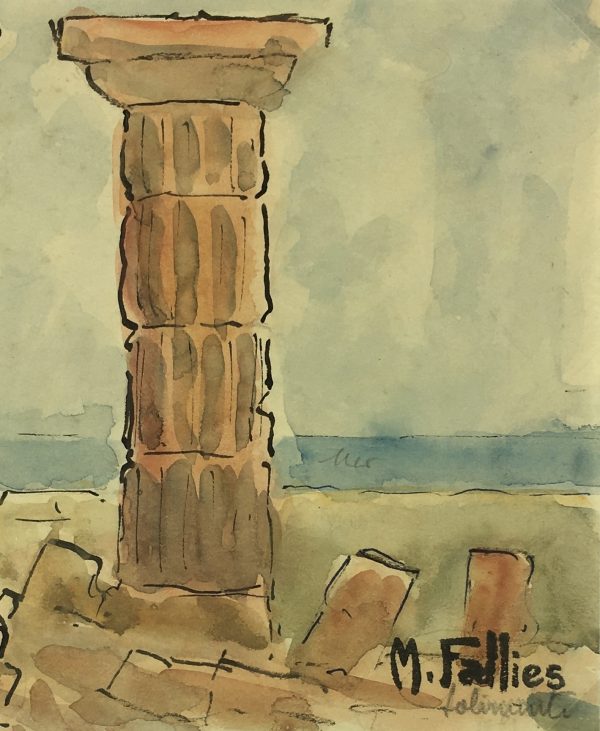 Italy Original Art - Selinunte, Sicily, Maurice Falliés, c.1950