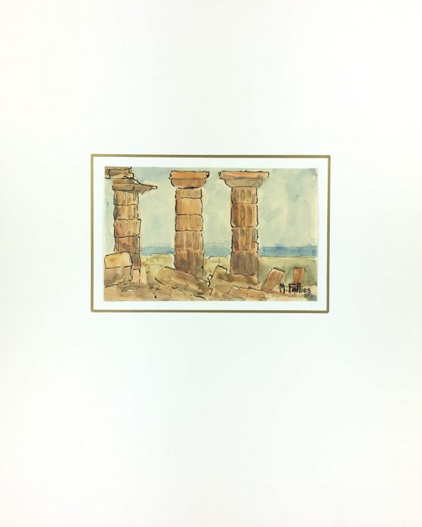 Italy Original Art - Selinunte, Sicily, Maurice Falliés, c.1950