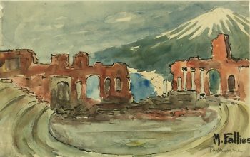 Italy Original Art - Taormina, Sicily, Maurice Falliés, c.1950