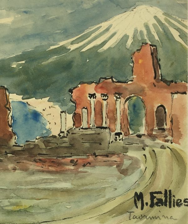 Italy Original Art - Taormina, Sicily, Maurice Falliés, c.1950