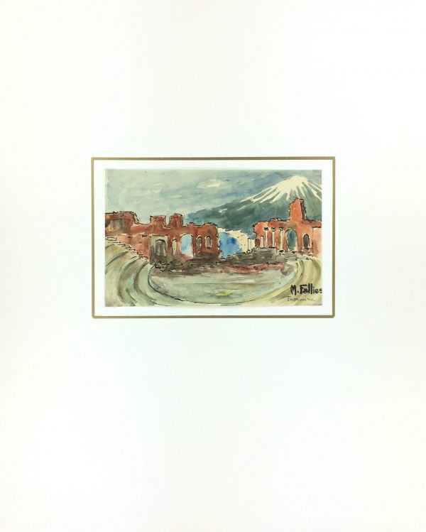 Italy Original Art - Taormina, Sicily, Maurice Falliés, c.1950
