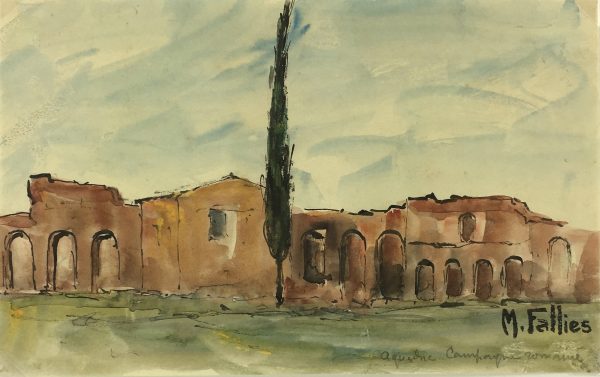 Italy Original Art - Roman Ruins, Maurice Falliés, c.1950