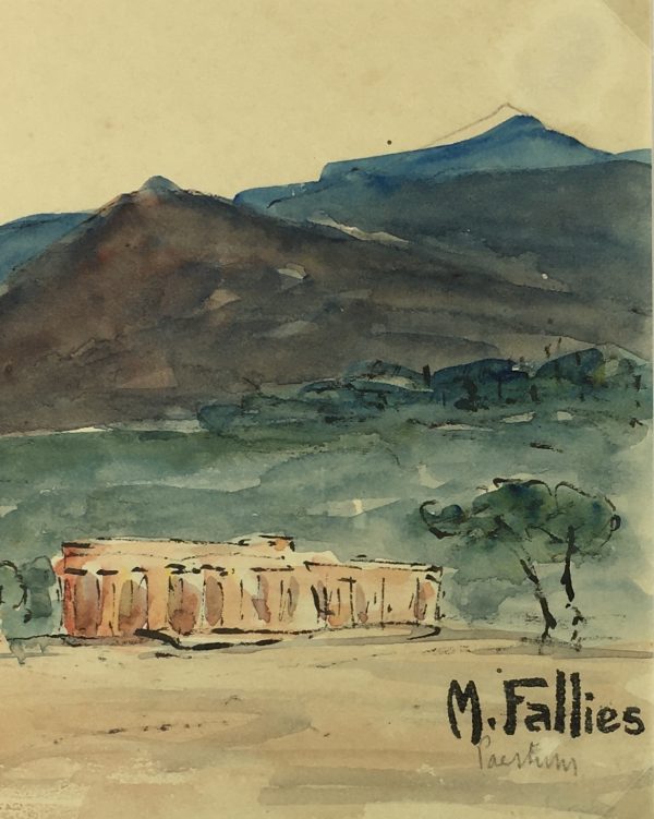 Italy Original Art - Paestum, Italy, Maurice Falliés, c.1950