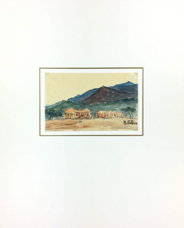 Italy Original Art - Paestum, Italy, Maurice Falliés, c.1950