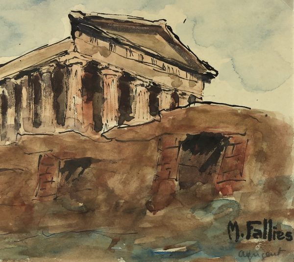 Italy Original Art - Agrigento, Sicily, Maurice Falliés, c.1950