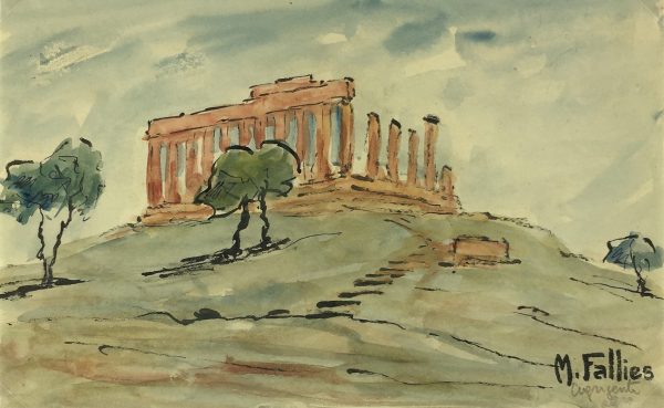 Italy Original Art - Agrigento, Sicily, Maurice Falliés, c.1950