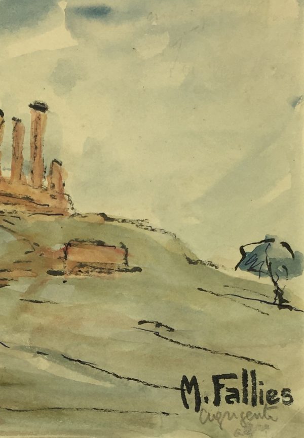 Italy Original Art - Agrigento, Sicily, Maurice Falliés, c.1950