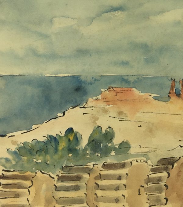 Italy Original Art - Sicilian Ruins, Maurice Falliés, c.1950