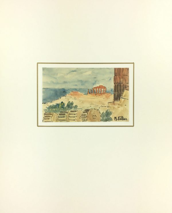 Italy Original Art - Sicilian Ruins, Maurice Falliés, c.1950
