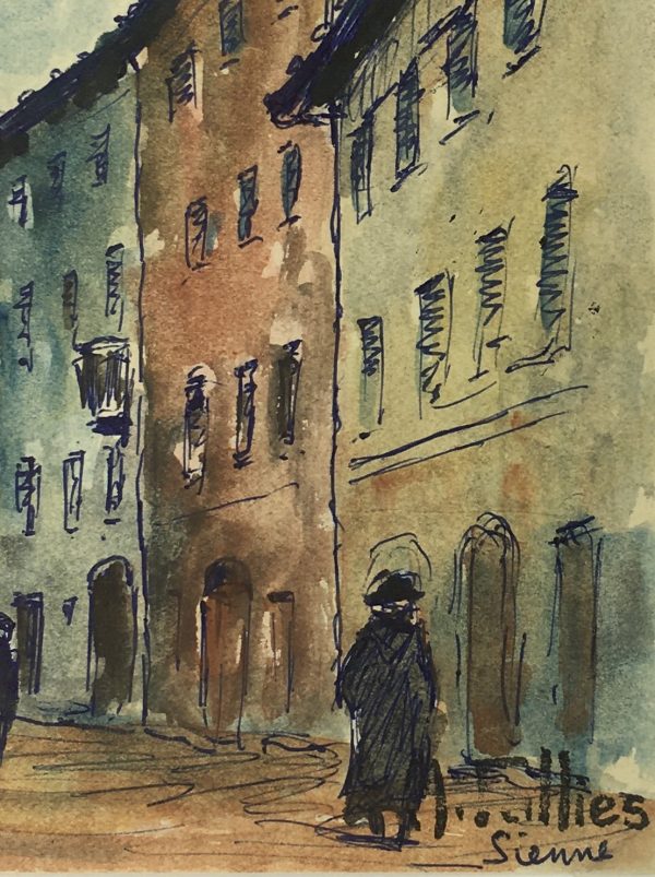Italy Original Art - Siena, Italy, Maurice Falliès, c.1950