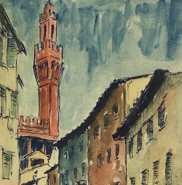Italy Original Art - Siena, Italy, Maurice Falliès, c.1950
