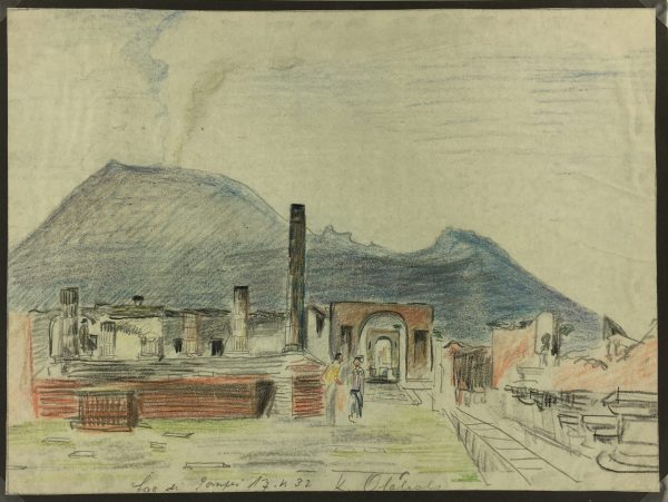 Italy Original Art - Graphite - Roman Ruins of Pompei, 1932