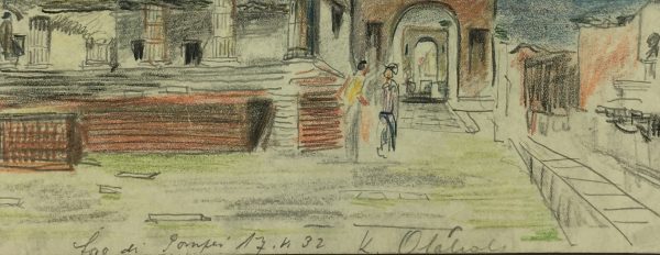 Italy Original Art - Graphite - Roman Ruins of Pompei, 1932