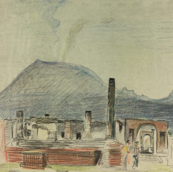 Italy Original Art - Graphite - Roman Ruins of Pompei, 1932