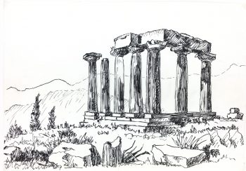 Italy Original Art - Pen & Ink - Ancient Ruins, c.1980