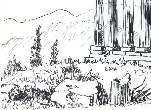 Italy Original Art - Pen & Ink - Ancient Ruins, c.1980