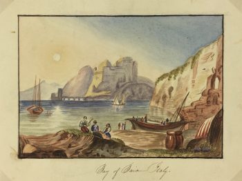 Italy Original Art - Watercolor - Bay of Baiae, Italy, c.1860