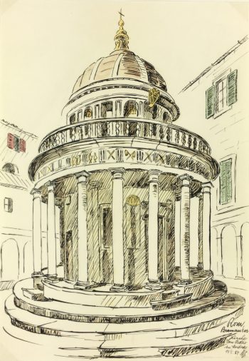Italy Original Art - Drawing - Rome, Bramante, 1957