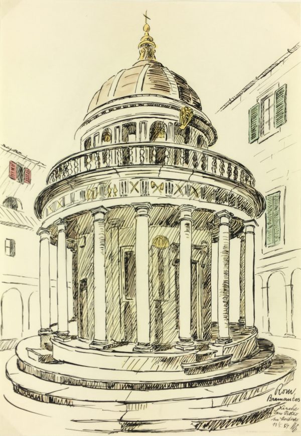 Italy Original Art - Drawing - Rome, Bramante, 1957