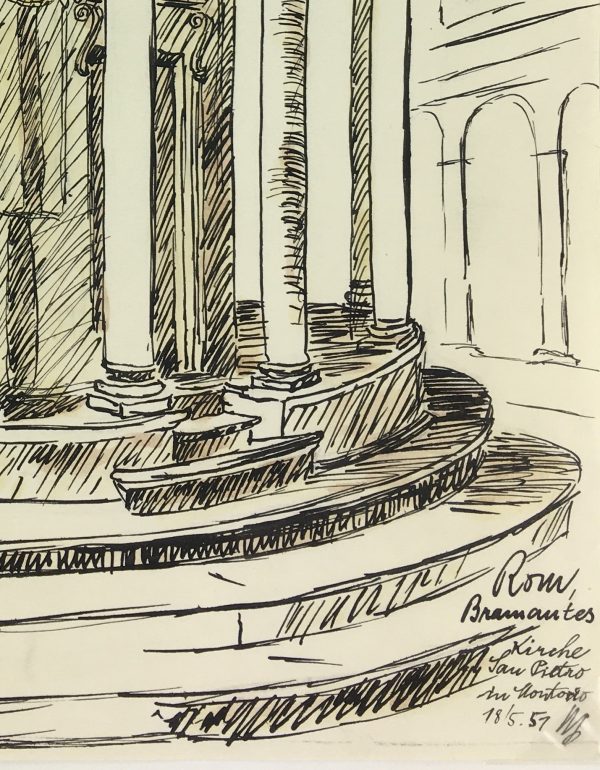 Italy Original Art - Drawing - Rome, Bramante, 1957